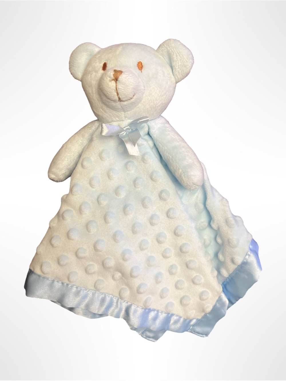 Pro Goleem Blue Teddy Bear Minky Dot Security Blanket Lovey Satin Trim No Tags